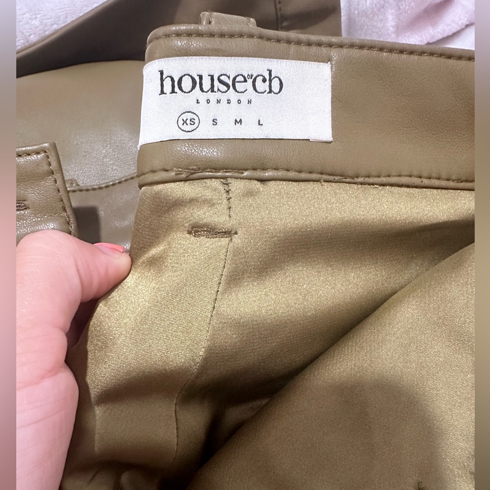 House of CB olive green high waisted leather pants - Picture 4 of 4